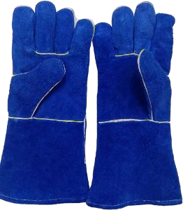 Blue Leather Welding Gloves